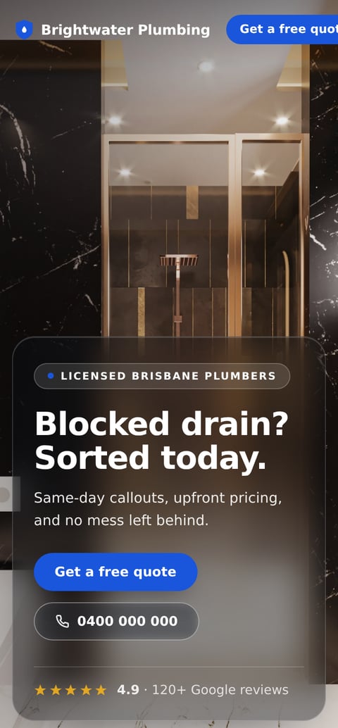 Brightwater Plumbing - a site built with BookingSprint