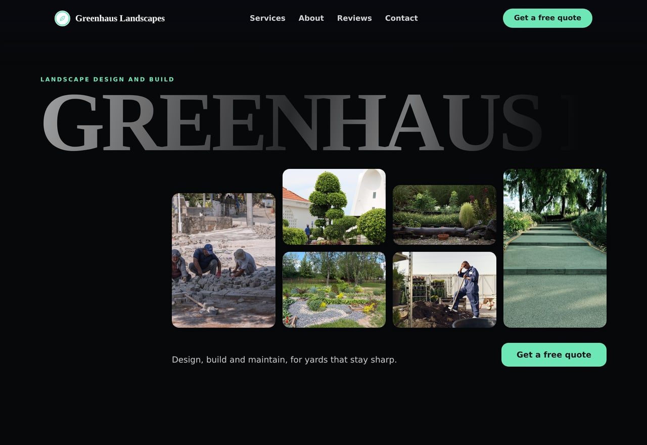 Greenhaus Landscapes - a site built with BookingSprint
